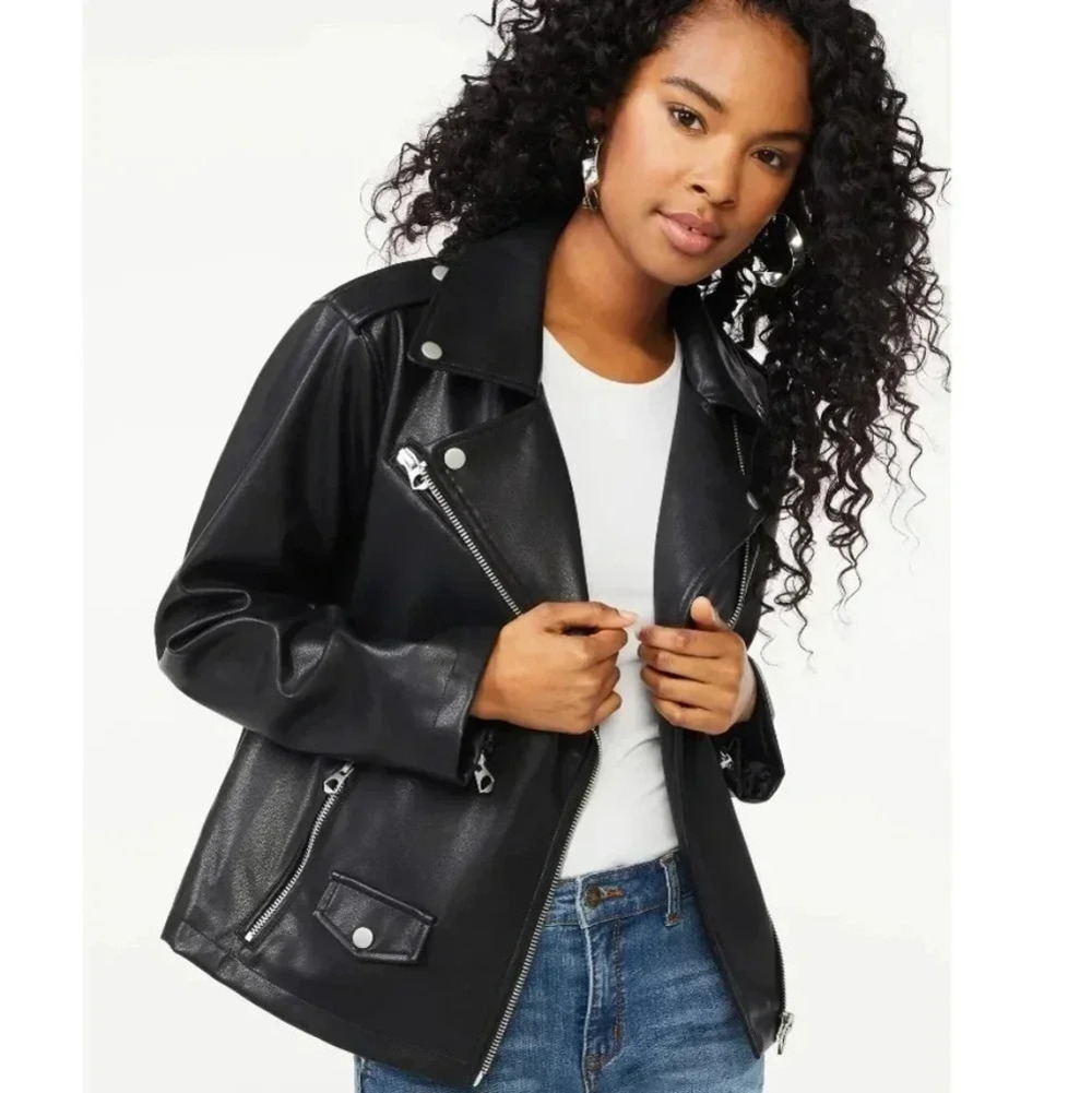 Scoop Women's Faux Leather Moto Jacket